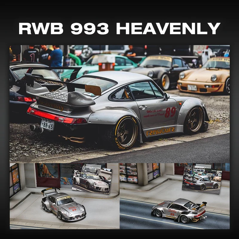 SW In Stock 1:64 RWB 993 Heavenly Dual Exhaust Track Diecast Diorama Car Model Toy