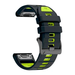 Enhanced Sports Silicone Watch Band - QuickFit 22mm & 26mm Replacement Strap Bracelet - QuickFit 22mm (Black green)