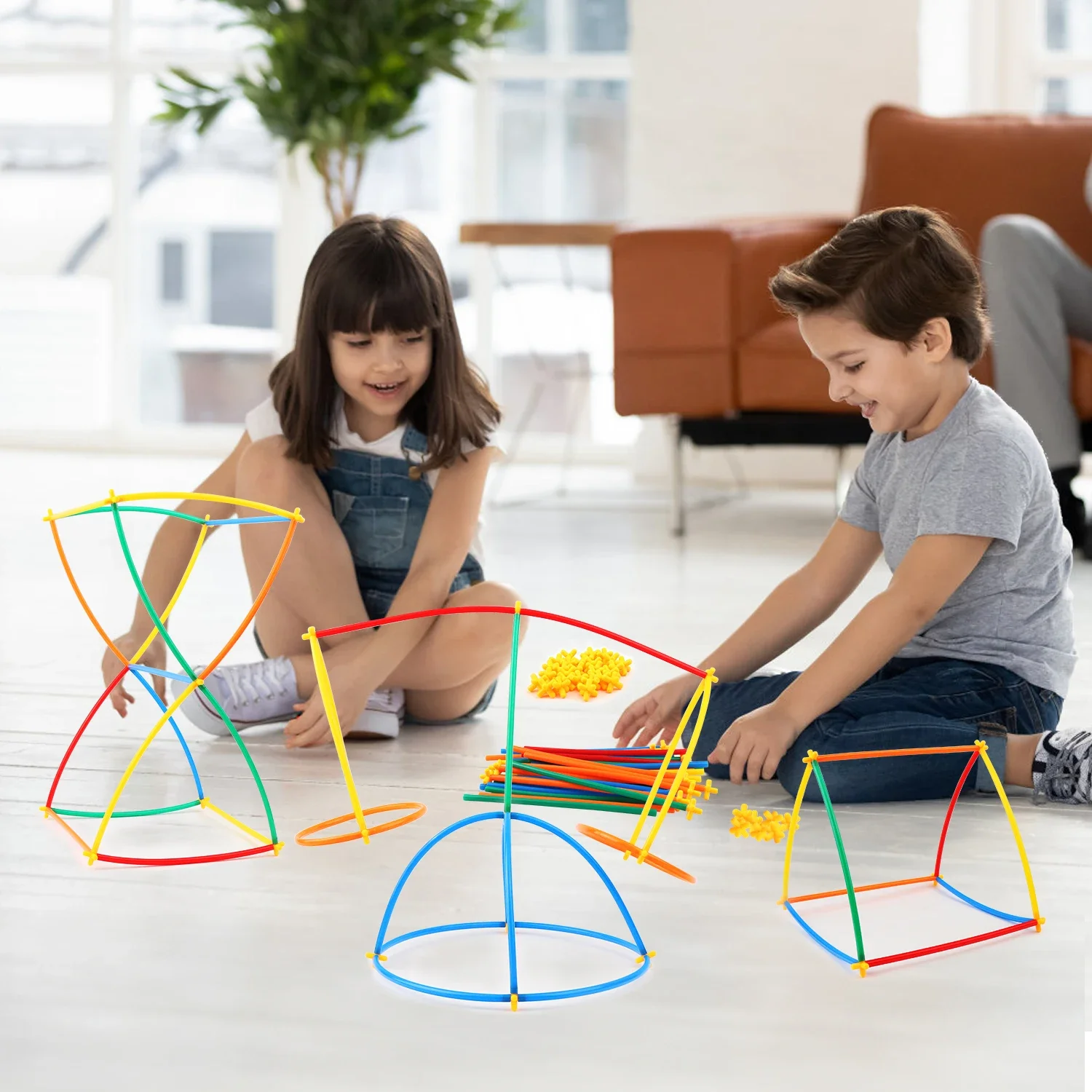 Creative DIY Straw Constructor Toys STEM Building Interlocking Plastic Montessori Educational Blocks Toys For Kids Birthday Gift
