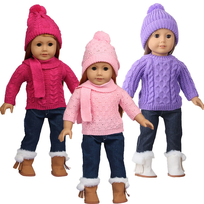 Ropa De Invierno Para Muñecas – 6 Piezas: Gorro, Suéter, Pantalón, Bufanda, Botas Y Guantes – Tema Navideño – Regalo Perfecto