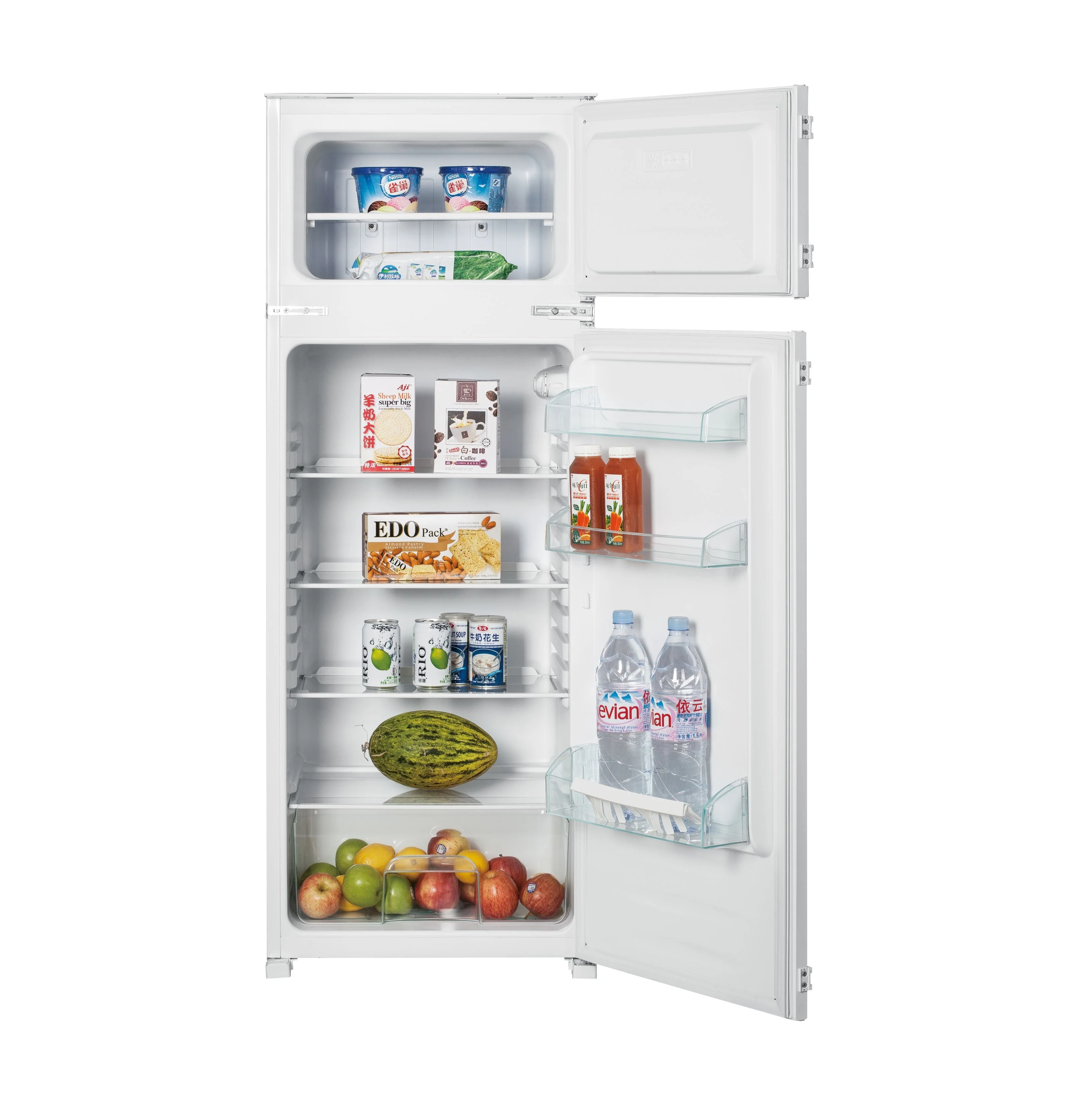 220L White 54CM Built-in Double Door Fridge, 41L Freezer, 179L Refrigerator
