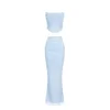 Mingmingxi Elegant Maxi Wedding Guest Dress Set Sexy Strapless Blue Cropped Top Set Bodycon Holiday Party Dresses Women 5