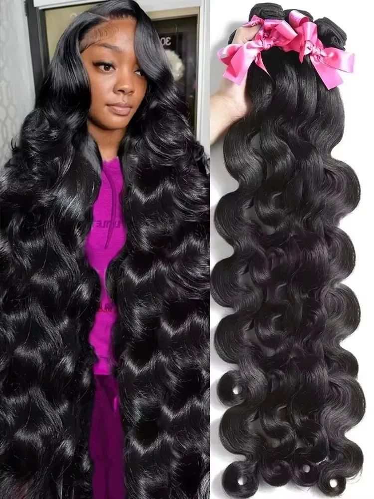 Human hair extensions 28 30 36 inch body wave bundles