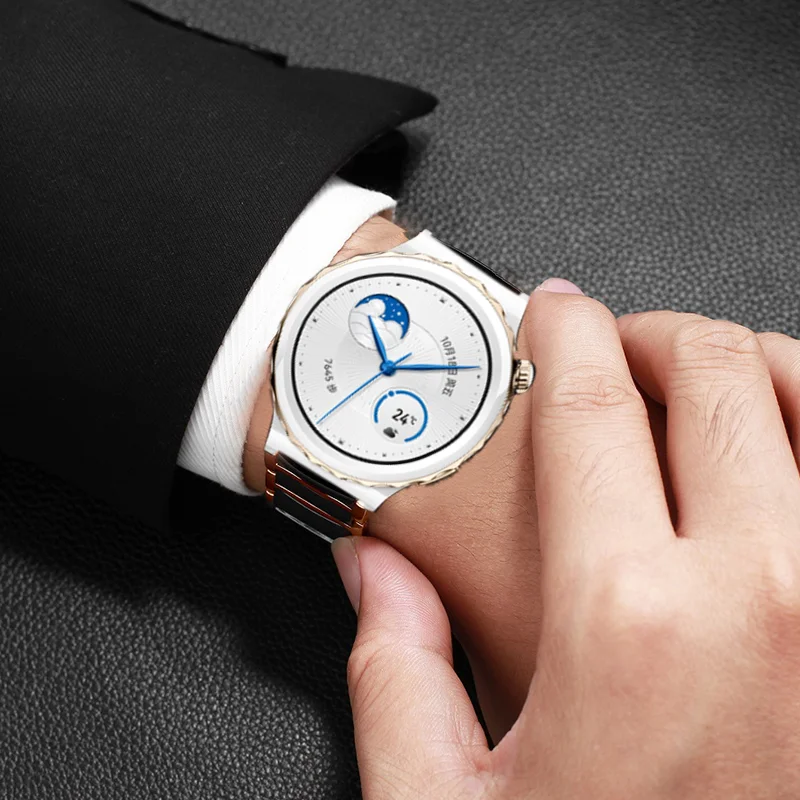 Elegant Ceramic and Stainless Steel Watch Strap