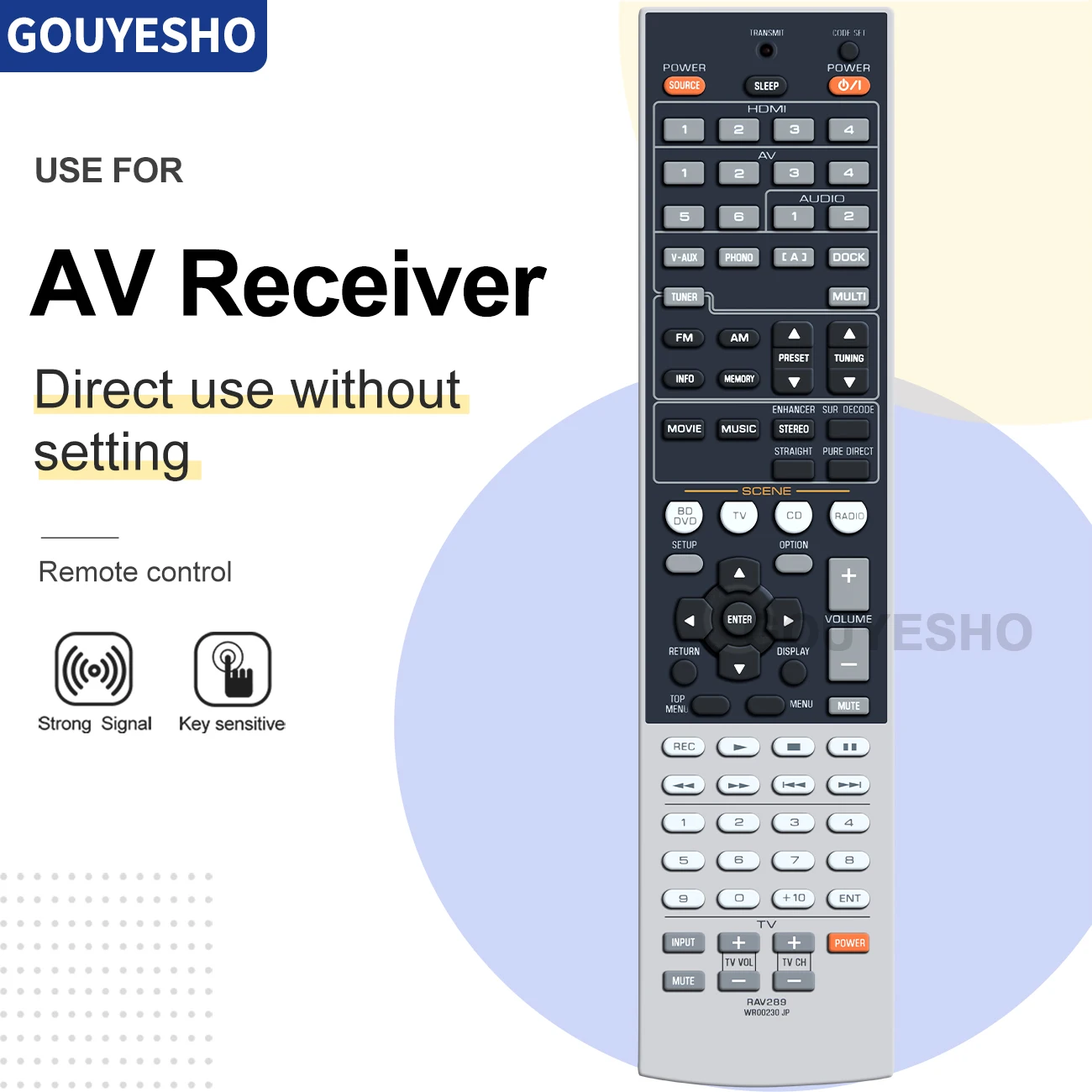 

New RAV289 WR00230 JP Remote Control For Yamaha TV AV Receiver RAV289