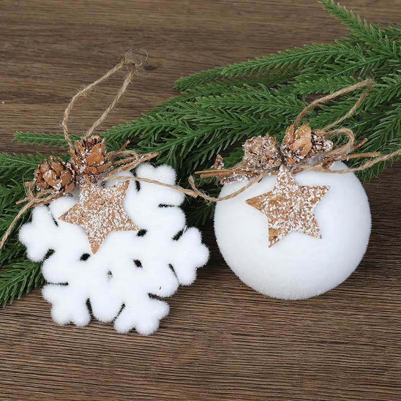 White Foam Christmas Hanging Ornaments Xmas Tree Balls Snowflake Pendants Navidad Home Party Decorations 2026 New Year Gifts