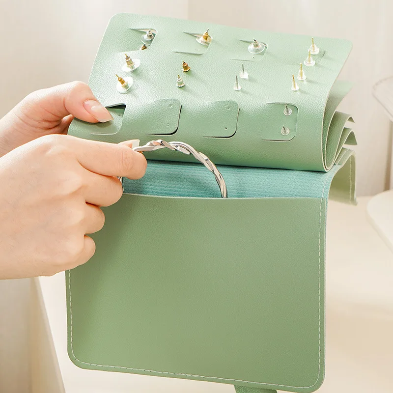 1Pcs Portable Travel Earring Storage Bag Multifunctional Jewelry Travel Organizer Case PU Leather Jewelry Storage Book