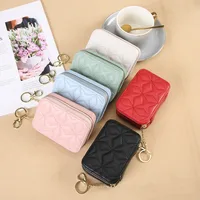 Women Lipstick Bag PU Leather Makeup Case Mini Purse Organizer Cosmetic Bag Mirror Lipstick Pocket Coin Wallet 1