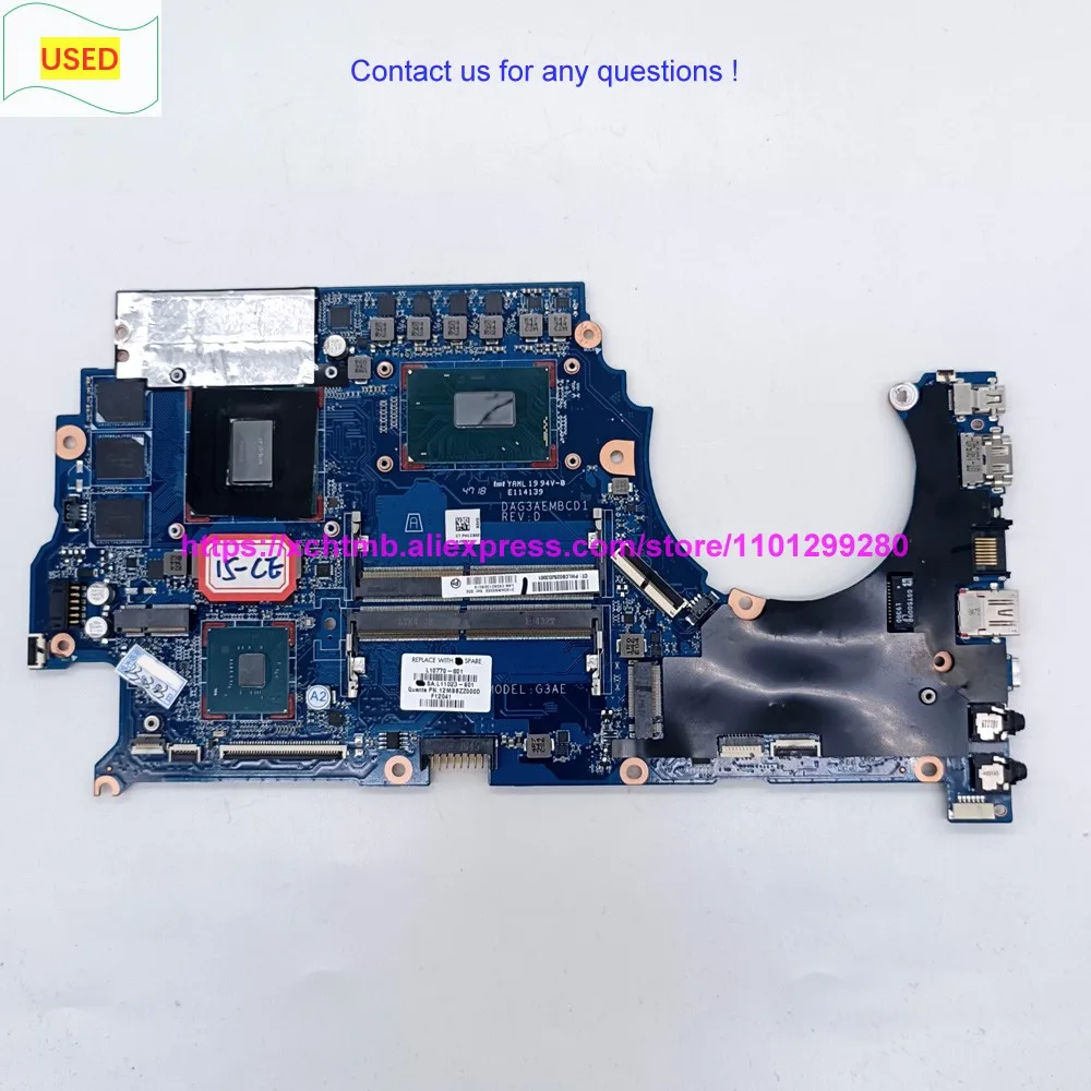 

L10770-001 DAG3AEMBCD1 w GTX1060/6GB GPU w i7-8750H CPU для ноутбука HP OMEN 15T-CE100 15-CE198WM, материнская плата для ПК