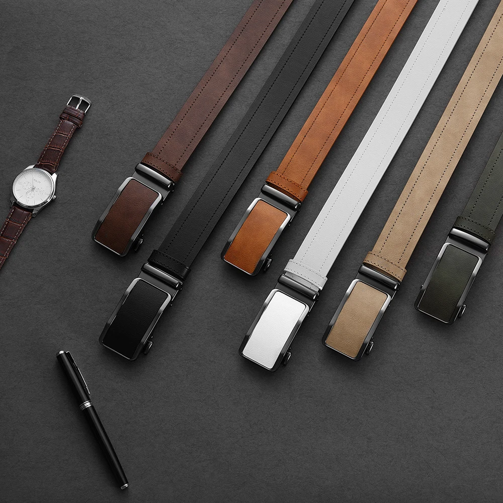 Automatic Buckle Belt for Men Famous Brand Business Belt High-quality PU Leather Waist Straps Black Male Jeans Belts mens belt waist belt leather belt pu leather belt jeans belts toothless automatic buckle belt
