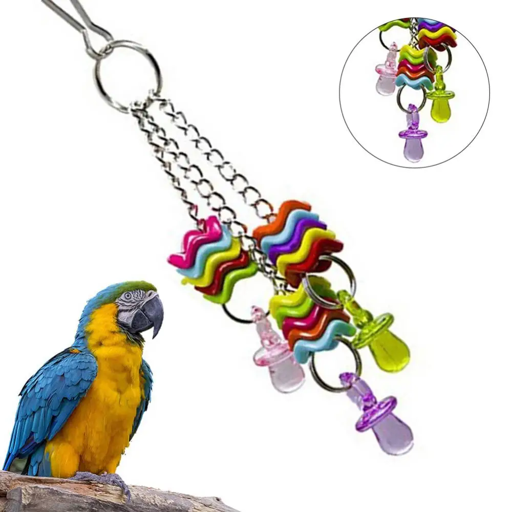 Pet Bird Parrot Hanging Toys Nipple Swing Chain Cage Stand Molar Parakeet Chew Toy Decoration Pendant Ornament Bird Accessories