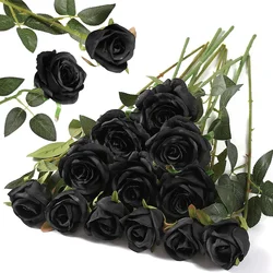 Set of Realistic Artificial Red Roses for Romantic Home and Event Decoration (Green pole)