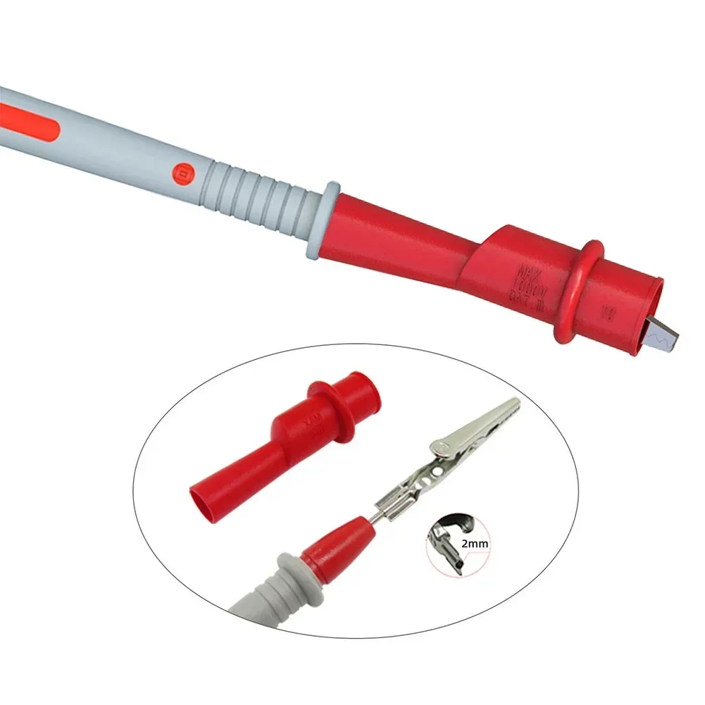 Multimeter Push On Clip Insulated Crocodile Clamp 2mm Multimeter Test Probes PVC Casing 4pcs for Electrical Connect