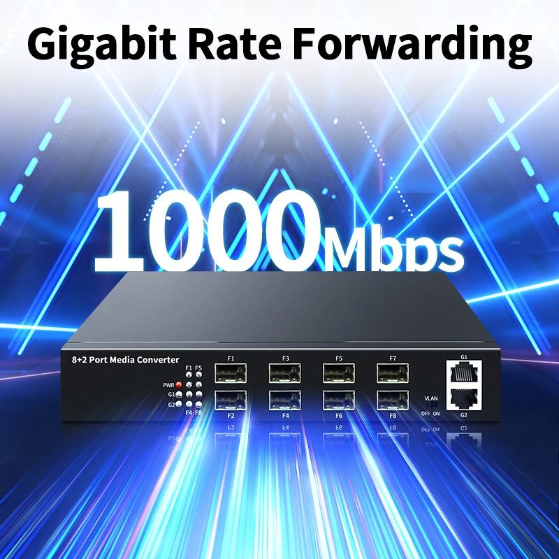 HORACO Gigabit Media Converter 8 SFP Port 2 Rj45 Port 1000Mbps Optical Fiber Switch for ip Camera UTP Fiber Optical switch fiber optical media converter