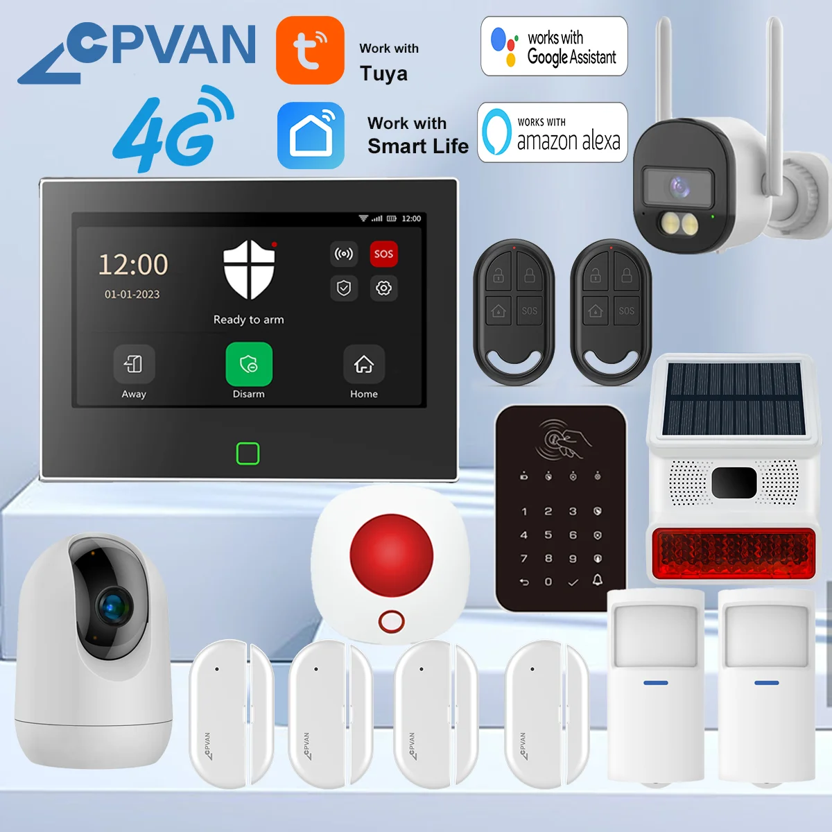 CPVAN Home Alarm System, WiFi PIR Motion Sensor Alarm, Wireless DIY Smart Door/Window Alarm For Home Security With Phone APP Ale