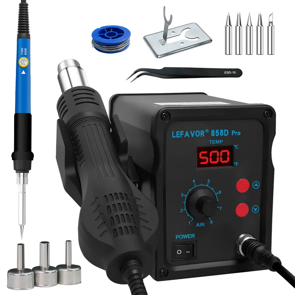 858D Hot Air Gun BGA Soldering Rework Station Blower Hair Dryer Hairdryer Soldering Heat Gun 220V 110V SMD SMT Welding Repair 5