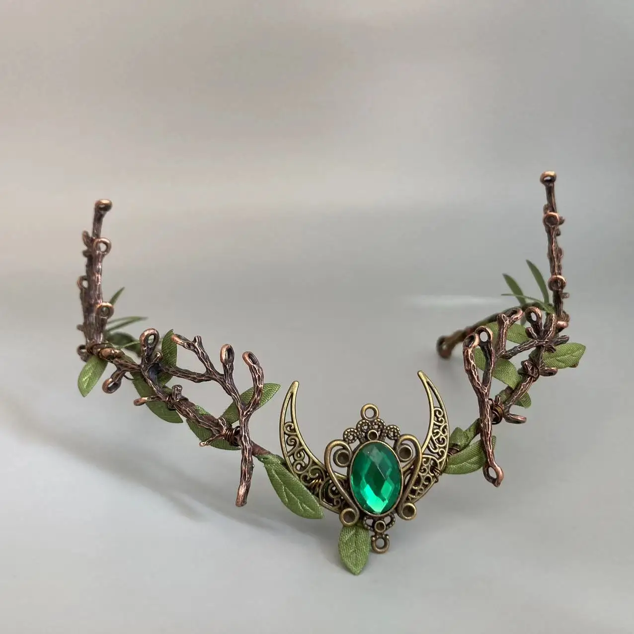 Waldkrone Elfen Stirnband – Mit Blättern & Hirsch-Detail, Verstellbar, Für Cosplay, Renaissance & Halloween
