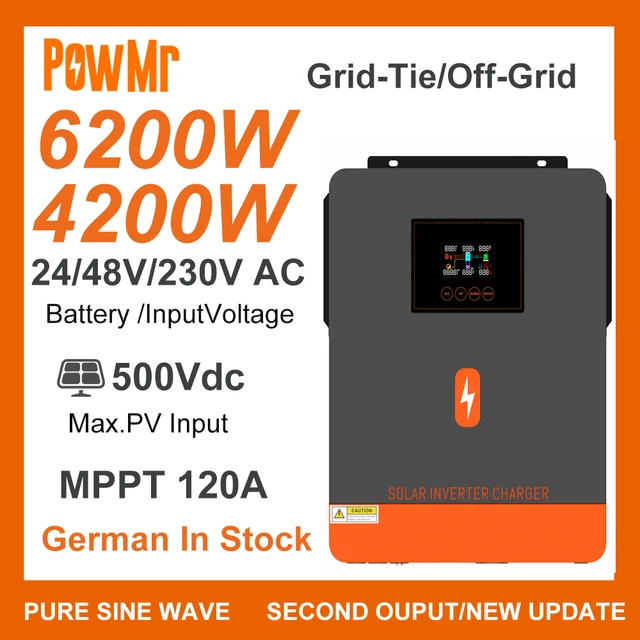 PowMr 6200W 48V Solar Inverter Wechselrichter Off Grid Mit MPPT