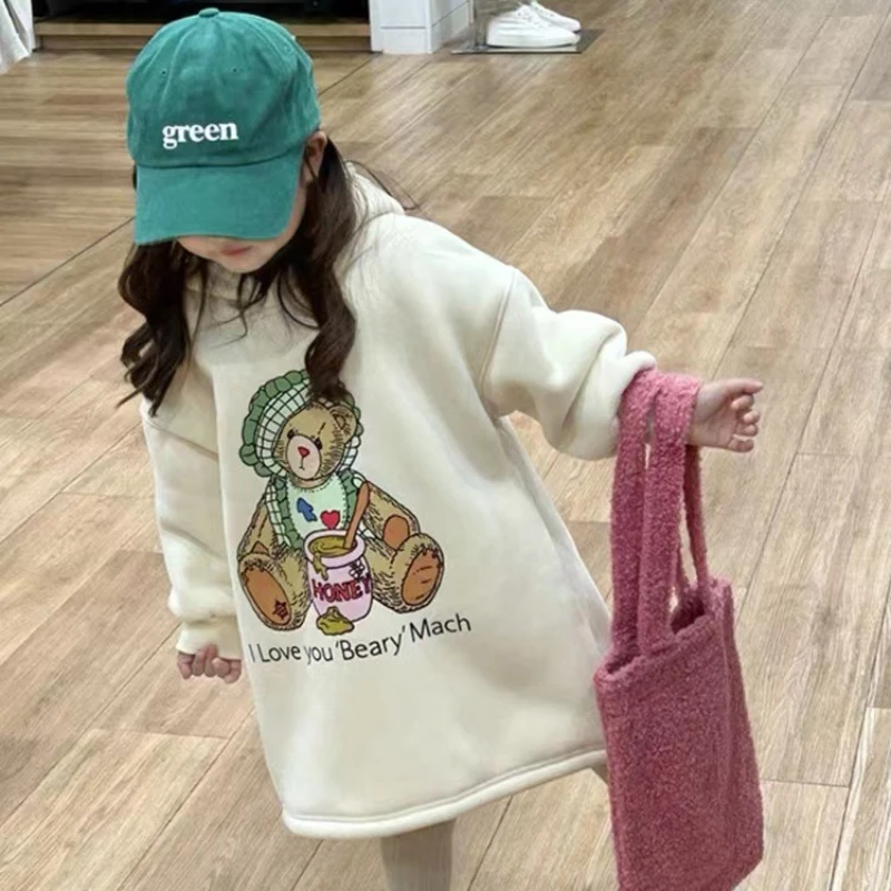 

Girls' Hoodie Dress Winter New Fashion Cashmere Long Sleeve Dress Children's Thick Hoodie Dress Ropa De Niña Girls Clothes