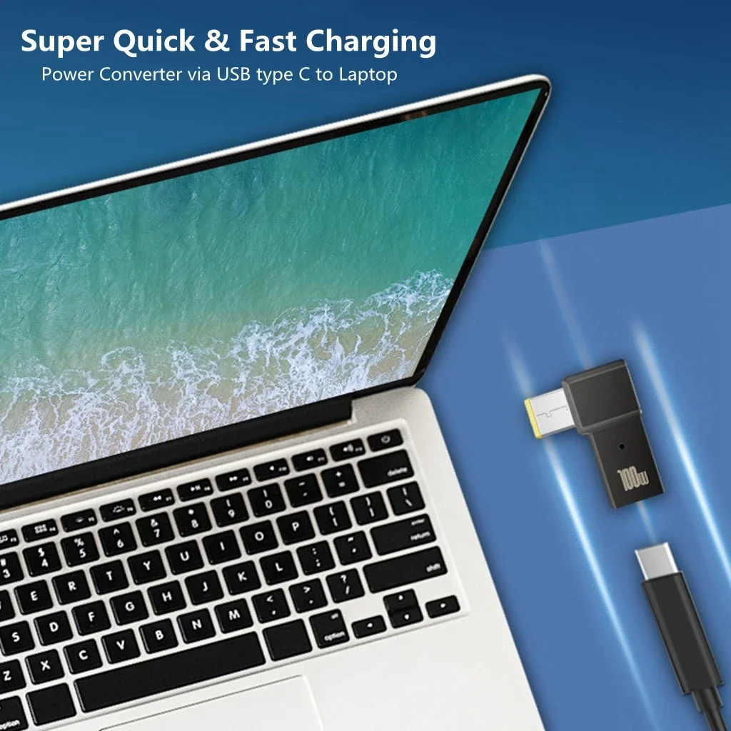 USB C 타입 고속 충전 어댑터 플러그 커넥터, 델 아수스 HP 에이서 레노버용 범용 USB C 노트북 충전기 컨버터, 100W