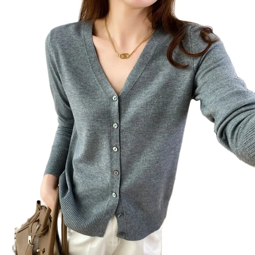 

Women Latest Casual Sweaters Kpop Style 2024 Single Breasted Top Solid Knitwear Plus Size 3xl Female Chic Simple Knitted Sweater