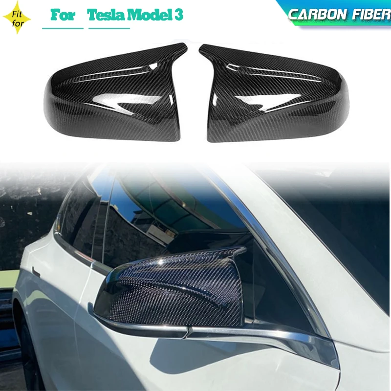 

Car Rear View Mirror Covers Caps for Tesla Model 3 2017-2020 Side Mirror Caps Covers Shell Carbon Fiber / ABS Gloss Black