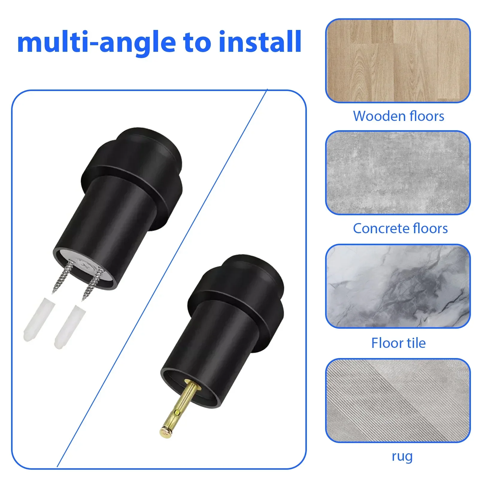 Door Stopper 1Pc Stainless Steel Door Stopper Rubber Anti-collision Cylindrical Door Stop Floor Wall Mount for Wood Glass Ceramic Tile Doors door stopper