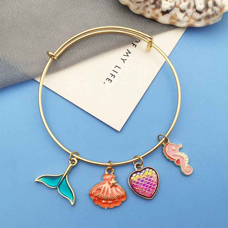 Mix 100pcs Bulk Enamel Shell Mermaid Ocean Collection Charm for DIY Earring Bracelet Necklace HandmadeJewelry Making Accessories