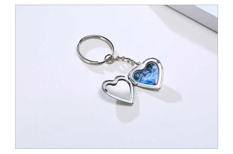 Vnox Personalisieren Sie Schlüsselanhänger mit Namen und Herz-Medaillon für Damen und Herren, individuelle Familien-Liebesfotos, Jubiläums-Andenken-Geschenke – Detail 8