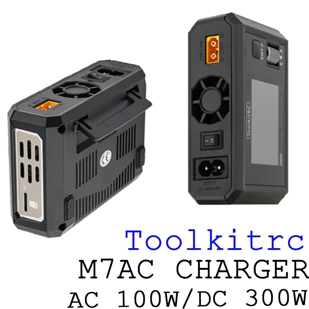 

ToolkitRC M7AC AC 100W/DC 300W Input XT60 XT30 2-6S Lipo Output Multifunction Suppot Dual Smart Charger Signal Tester