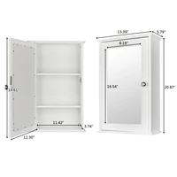 Single Door Mirror Indoor Bathroom Wall Mounted Cabinet Shelf White 5