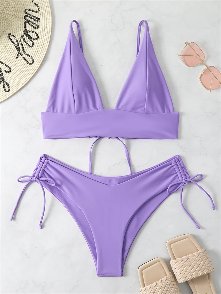 Lace-Up Ribbed Swimwear