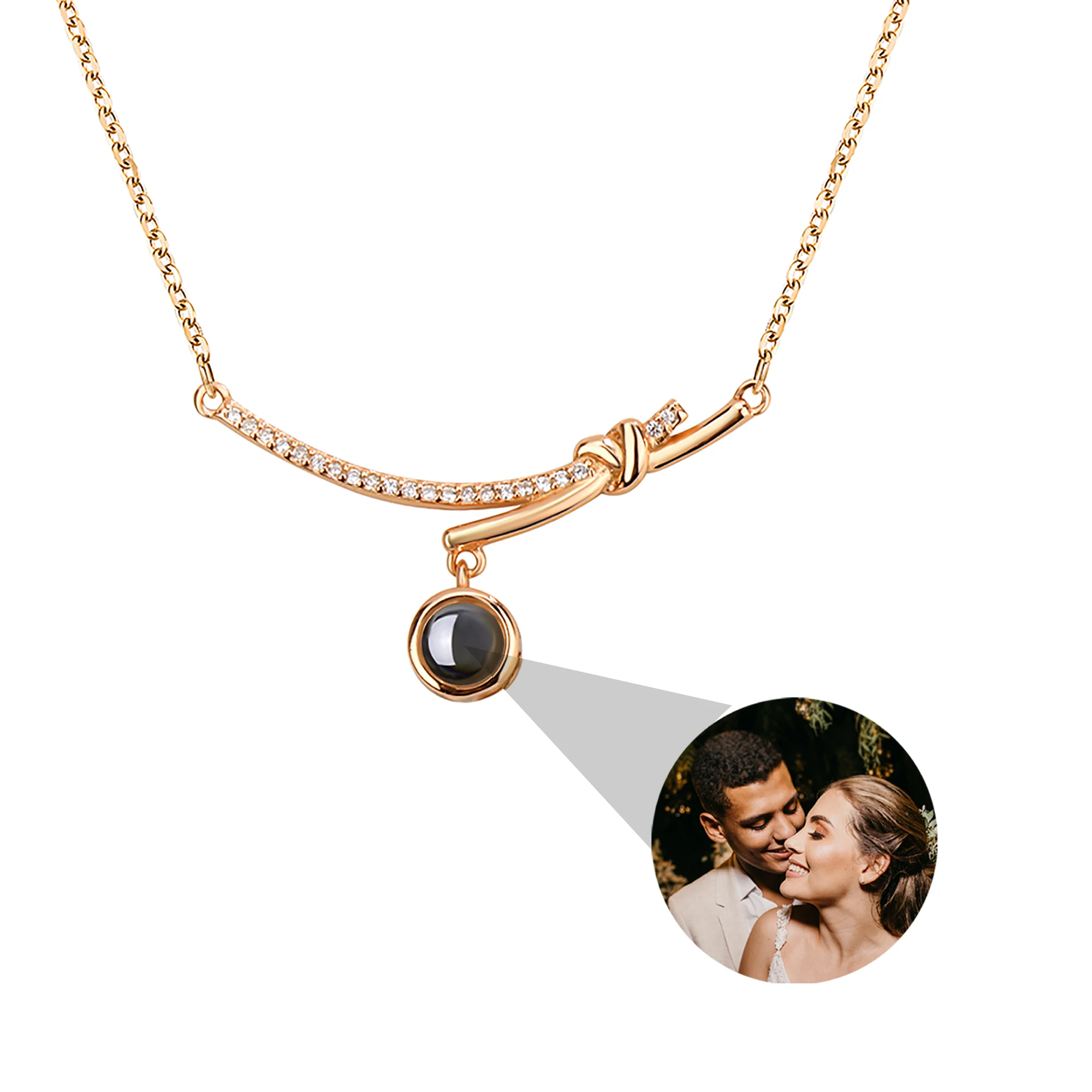 

Customized photo bow projection necklaceValentine's Day Gift Photo Custom Projection Necklace Simple Heart Shaped Projection Nec