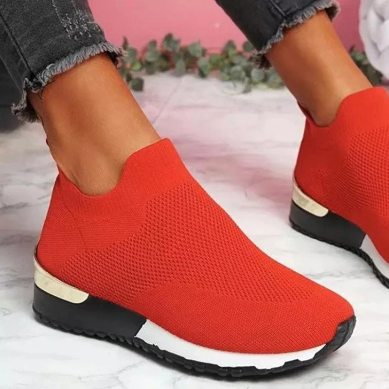 Autumn New Women Fashion Sock Shoes Ladies Thick Sole Outdoor Travel Casual Shoes Mesh Comfortable Breathable Knit Sneakers