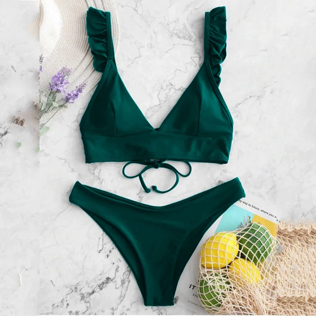 New In Plus Size Swimsuit For Women Tummy Control High Cut V Neck Two Pieces Bikini Swimwear Beachwear Bikinis Sets For Teens 5