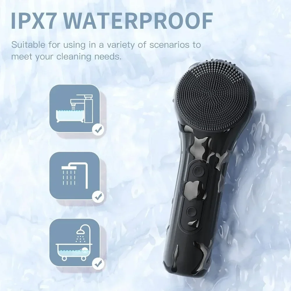 Electric Powered Facial Cleansing Brush IPX7 Waterproof Soft Silicone Face Scrubber Exfoliator Vibrating Sonic Face Massager