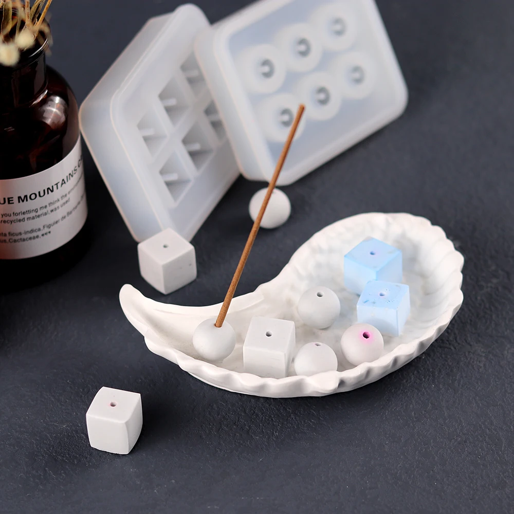 Mini Ball Incense Insert Base Silicone Molds DIY Cement Concrete Aromatherapy Stand Simple Items Square Round Handcraft Tool silicone mold