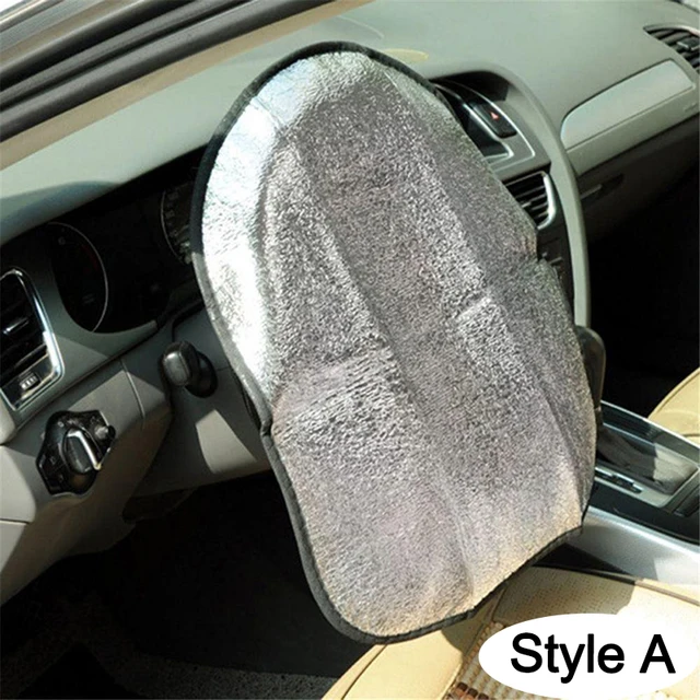 Car Steering Wheel Sun Shade Double Thick Sun Protection Foldable Anti-uv Sunscreen Car Supplies Car Steering Wheel Cover Silver 1