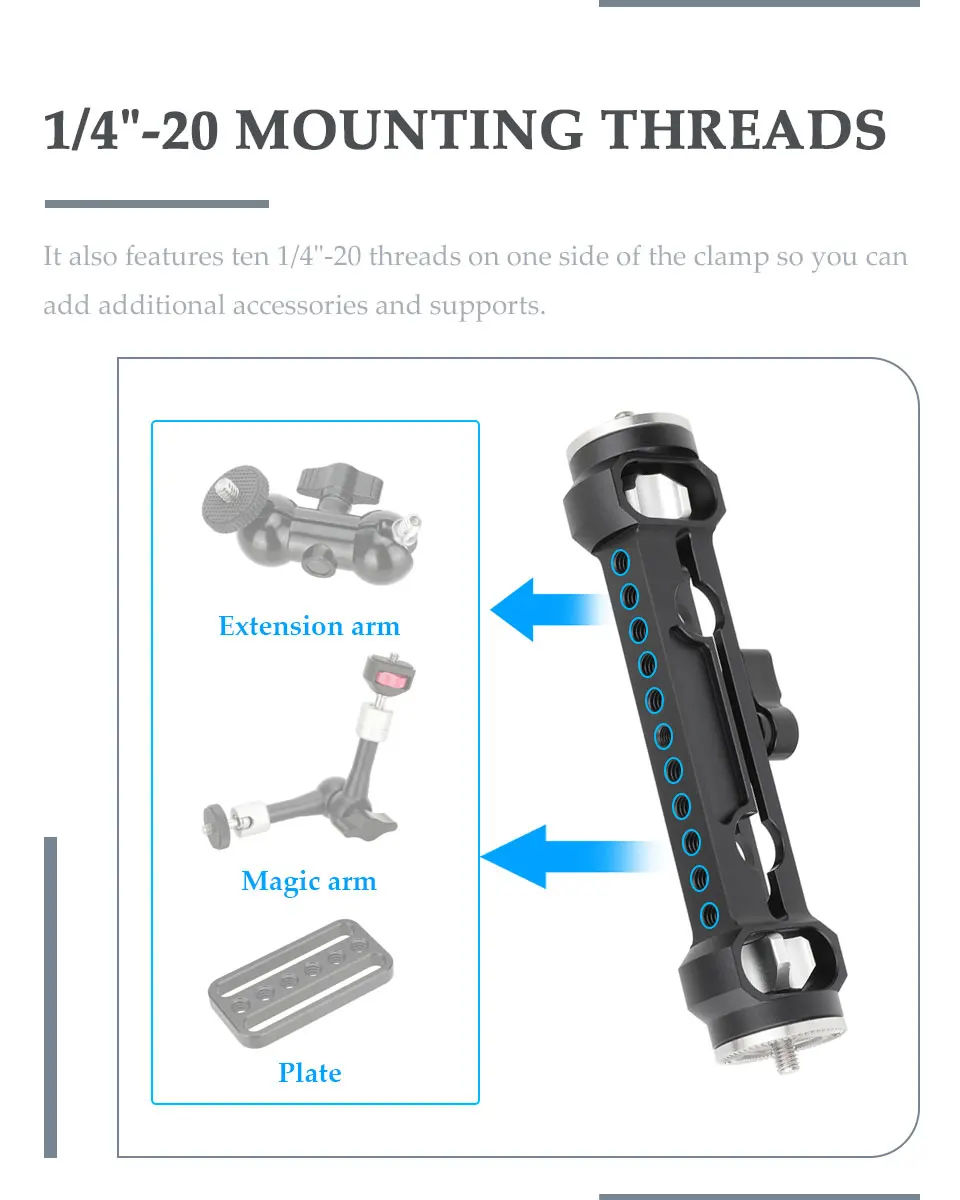 15mm Rod Clamp with ARRI-Style Rosettes Dual M6 Male Screw Mount Handles or Acc