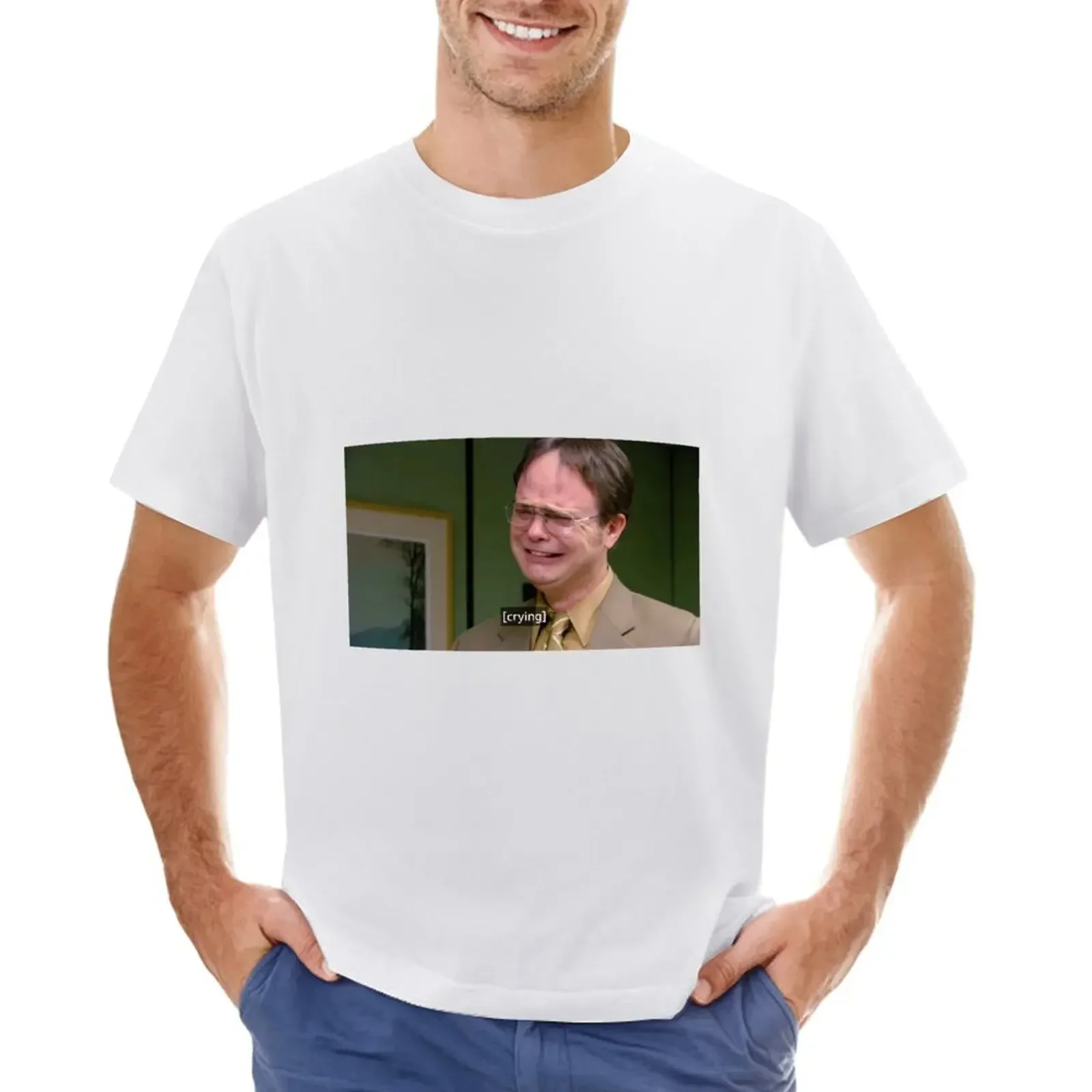

Dwight crying T-shirt tops anime oversizeds designer t shirt men