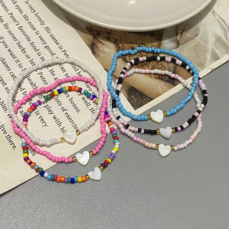 Nature Shell Love Heart Bracelet - Handmade Jewelry for Girls and Women Cute Romantic Gift
