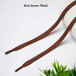 Checkerboard Shoelaces for Trendy Sneakers - Black and White Casual Canvas Shoe Laces (Red Green)