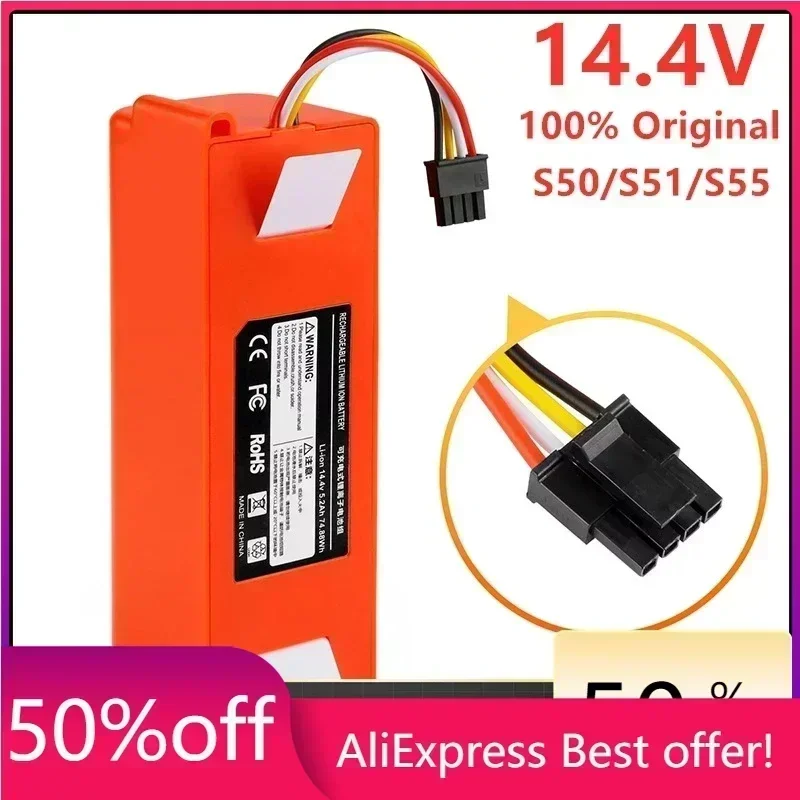 

Robotic Vacuum cleaner Replacement Battery for Xiaomi Robot Roborock S50 S51 S55 Accessory Spare Parts li-ion battery 9800mAh