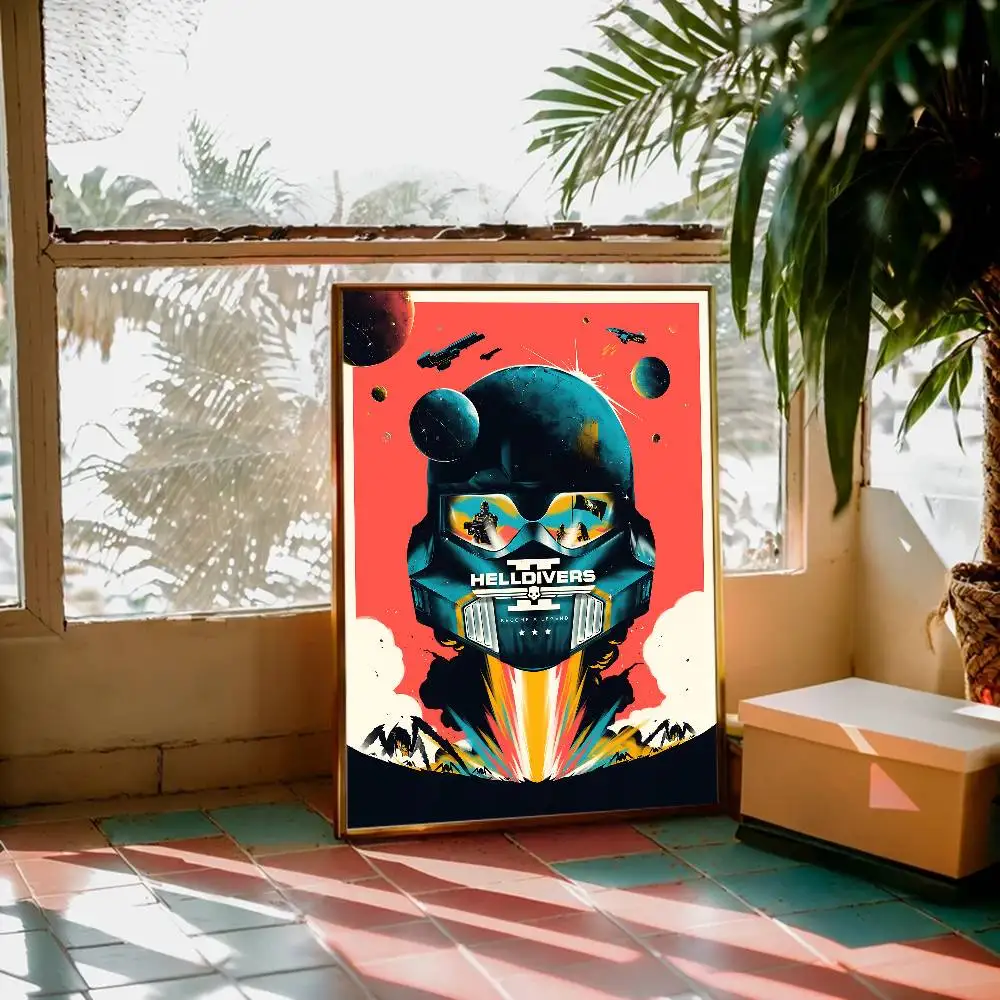 Spiel H-Helldivers Vintage Poster Sticky Vintage Room Home Bar Cafe Decor Kawaii Room Decor – Detail 8