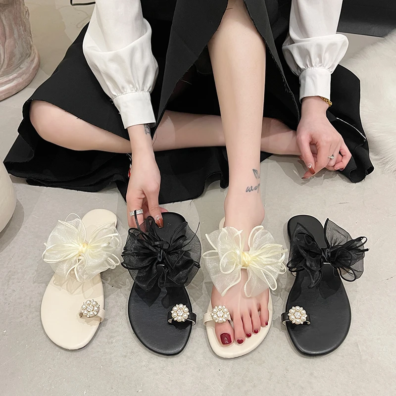 Chanclas goma para mujer, planas con cordón de cuentas, chanclas de goma, con nudo de mariposa, moda Hawaiana de lujo, 2022| | - AliExpress