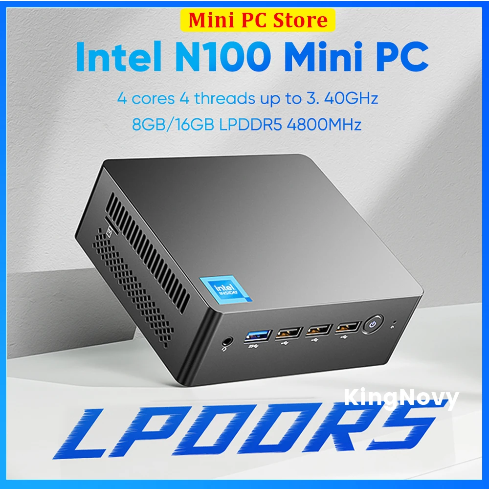 KingnovyPC Alder Lake N100 Mini PC Windows 11, 12th Gen Quad Core Up to  3.4GHz DDR4 NVME WiFi6 Dual HDMI2.0 4K@60Hz 4*USB3.2 Desktop Computer  Office