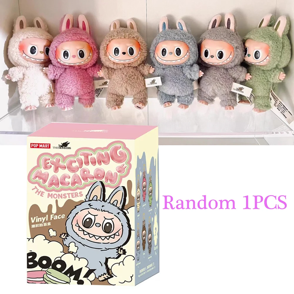 17cm Blind Box POPMART Bubble Mart Labubu The Monsters Heartbeat Macaron Vinyl Face Blind Box Rubble Macaron Handmade Doll