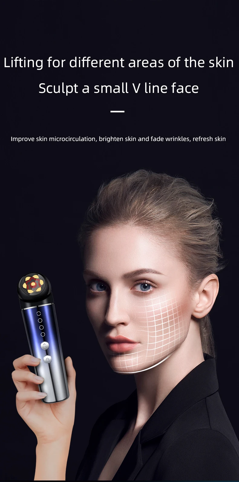 6 in 1 EMS Microcurrent Facial Massager Sonic Vibration Face Lifting Machine LED