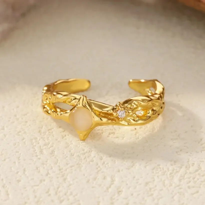 For Women Gold Stone Stainless Steel Wedding Ring