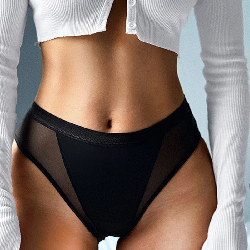 Women Panties Underwear Solid Low Waist Mesh Seamless Ultra-thin Briefs